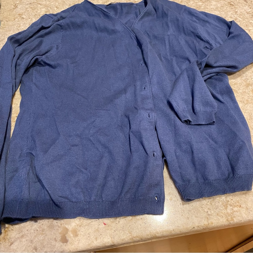Woolovers silk blend cardigan. SzL blue Like new